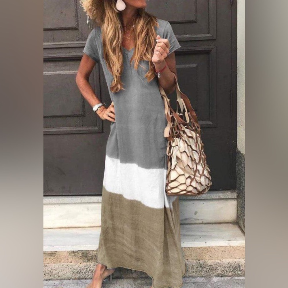 Boho Beach Maxi Dress, multi-color, size Large